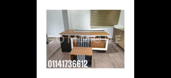 مكتب خشب mdfاسباني مستورد بسايد جانبي مع ترابيزة ضيافه
