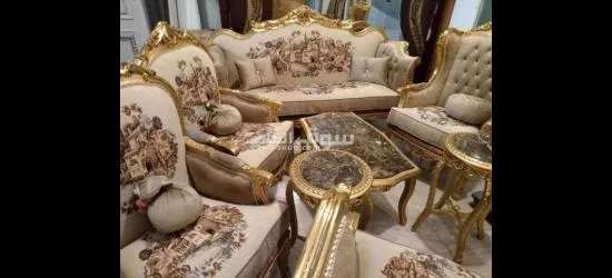 صالون تمن قطع بالطقاطيق كنبه اربع كراسي ترابيزاه 2طقطوقه