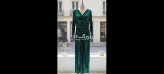 فستان سهرة اخضر زمردي لا مع _ شيك جداً  للحفلة - 2