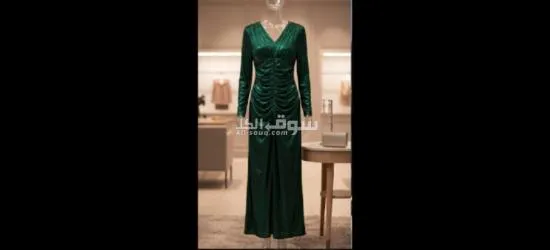 فستان سهرة اخضر زمردي لا مع _ شيك جداً  للحفلة - 3