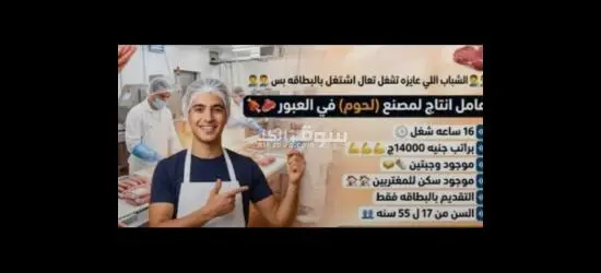 مطلوب عمال في مصنع لحوم في العبور