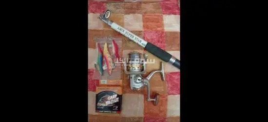 🎣 للبيع: عود صيد كوري فايبر جلاس 4.0 متر +مكنه صيد كونهاى sG5000+بكره خيط نايلون+3 رابله ملونه🎣